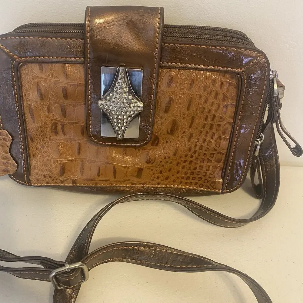 90s Bag Hippie Boho Crossbody Fairycore Y2K Vintage Purse Crock Embossed Western